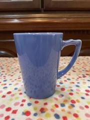 Homer Laughlin Riviera Handled Tumbler Mauve Blue Excellent