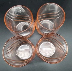 Light Pink Libbey Glasses Drape Swag Design 3.25″ Short Tumblers Set of 4
