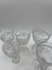 Set Of 5 Cut Glass Cordial Glasses Mixed Designs