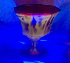 4 Vtg 7Os OCTAGONAL RUBY Goblets INDEPENDENCE Dessert/ Champagne 4″ GLOWS!