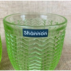 Shannon Twill Green Godinger Set of 2 Old Fashion Glasses 11oz