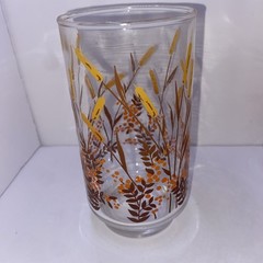 🌹Four (4) Vintage Libbey Drinking Glasses. Cane Flower With Orange Flower
