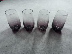 Lot Pier 1 cups Amethyst Purple smocked drinking glasses Crackle Tumbler 6”