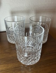 SET OF 3 VINTAGE LAUSITZER LEAD CRYSTAL ROCKS GLASSES LIQUOR BARWARE GERMANY WOW