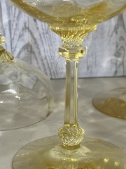 HEISEY 1930s OLD DOMINION SET OF 6 SAHARA YELLOW CHAMPAGNE TALL SERBET GLASSES