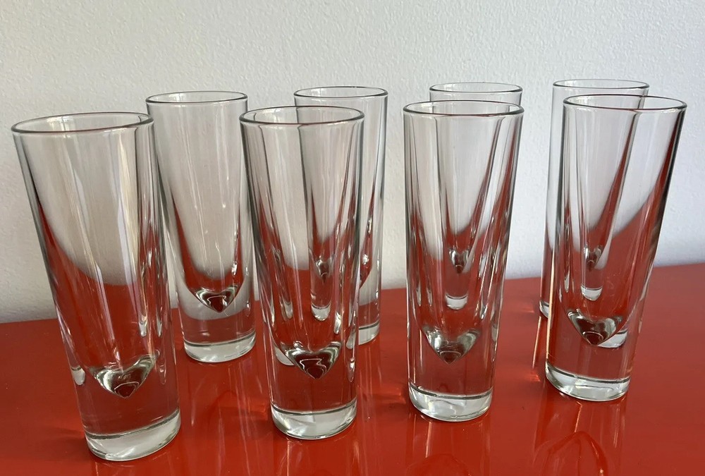 Carlos Moretti Italy 1980s Weighted Highball Glasses Set of Eight (8) Retro Bar