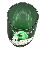 Anchor Hocking Glass Co. Forest Green “Early Train” Railroad Tumbler Vintage