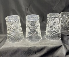 Set Of Five Early American Prescut Juice Glasses Star Starburst (2) 4.5”(3) 3.5”