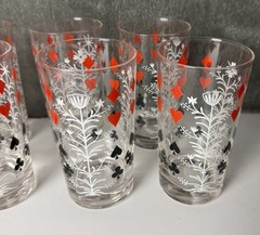 Vintage Mid-Century Federal Glass Merry Maker Trump Tree 8 Piece Beverage Set