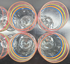 7 Royal Norfolk Mambo Iced Tea Set Libbey Fiesta Rainbow Striped Goblet Stemware