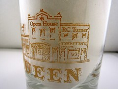 Border Queen Caldwell KS Cattle Town Red Light Saloon Old Fashioned Glass Vtg