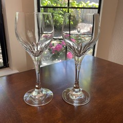 2 Vintage Scott Zwiesel «Revue» Fine Cut Crystal Wine Glasses 8″ Fine Dining