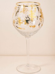 REYA ROSETTE Libra Ice Crackle Gold Rim Stemmed Wine Goblets Set Of 6 NIB