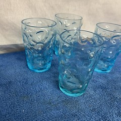 Bryce El Rancho Cerulean Blue Juice Glasses Set of 4 MCM 50-60’s Textured Rare!