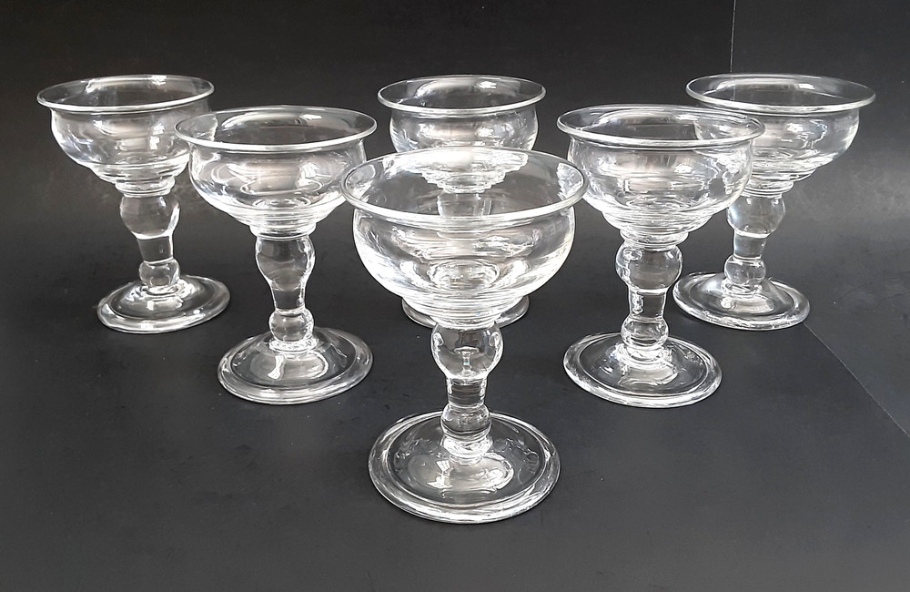 SET 6 COLONIAL WILLIAMSBURG Blenko Glass «BALUSTER» Sherbet Champagne 5″ Goblets