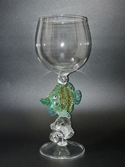 Romantic Murano Glass Colours Sea Angelfish Figurine Wine Whisky Beer Own Goblet