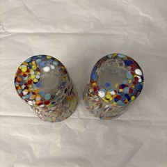 Murano Multicolore Indented Drinking Glasses Made In Italy Handmade Set of 2