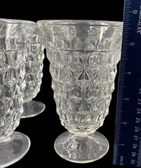 4 Vtg FOSTORIA American Clear 5 3/4” Iced Tea Stem Water Glasses Tumblers