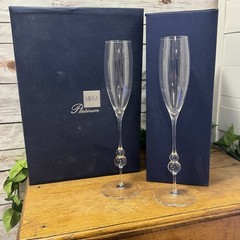 2 Retired Mikasa Platinum Orion 13 3/8″ Tall Champagne Flute Crystal Glass Pair