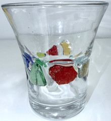 Set of 5 Hand Blown Art Studio Glass 5″ Tall Tumblers w/Vibrant Color Chunks EUC