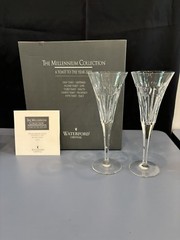 Waterford Millennium Collection Year 2000 ‘Love’ Toasting Flutes W/ Box 9.25″H