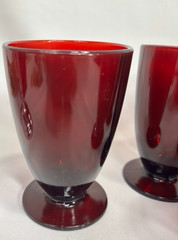 5 Hocking ROYAL RUBY RED 5″ – 10 oz. Footed WATER TUMBLERS – Excellent