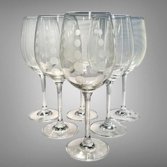 Mikasa Cheers Etched Wine Glasses, Set of 6 White Wine Crystal Stemware 8 5/8”