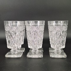 6 Vintage Imperial Cape Cod Clear Square Footed Tumbler Glasses 5.5″ Tall