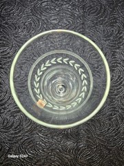 (1) Vintage Footed Pilsner Etched Glass Stripe & Laurel Band, 7-1/4 in. Clear