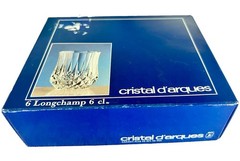 🥃 CRISTAL d’D’ARQUES LONGCHAMP Crystal Set of Six 2″ SHOT GLASSES, Original Box