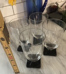 Set Of 4 Fostoria 4020 Ebony Black Base 5 5/8” 13oz Tumblers Glasses Art Deco
