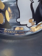 Set of Two (2) CULVER «CATS» Double Old-Fashioned Glassware 22k Gold Blk. Wht.