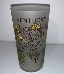 Vtg KENTUCKY Frosted Hazel Atlas State Souvenir 4.74” Glass Tumbler 1950-60s