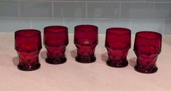 Set Of 5 Viking Glass Red Georgian Honeycomb Tumbler Glass»5 Original Sticker 🔴