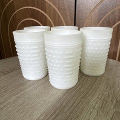 Vintage Anchor Hocking Milk Glass White Hobnail Tumblers 8 oz (Set Of 5)