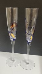 Milano Romanian Mosaic Glass Champagne Flutes Set Of 2.