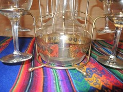 Mid Century Wine / Cocktail Glasses + Decanter Set — Culver Valencia 22K Gold