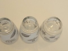 Vintage Libbey Set of 3 Frosted Silver Leaf MCM 5.25″(2) &( 1) 4″ Glasses