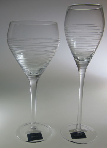 Mikasa Crystal Harmony Lot of 1 Water Goblet & 1 Champagne Flute Glass NEW