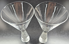 2) Artland Presscott Clear Wine Glasses Set Elegant Hex Frosted Stemware Bar Lot