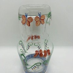 Tumble Up Italy Hand Painted Floral Butterflies Glass Bedside Carafe