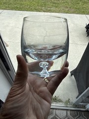 Heavy Vintage Crystal Wine Goblet Controlled Bubble Base Brandy Snifter 1.5 lb