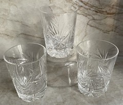 3 Godinger – Pinwheel – Hobstar – Cut Crystal Whiskey Glass / Tumblers