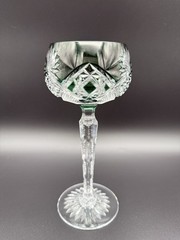 Rare Vintage Val Saint Lambert, Crystal Wine Hock, Color Emerald Green Signed