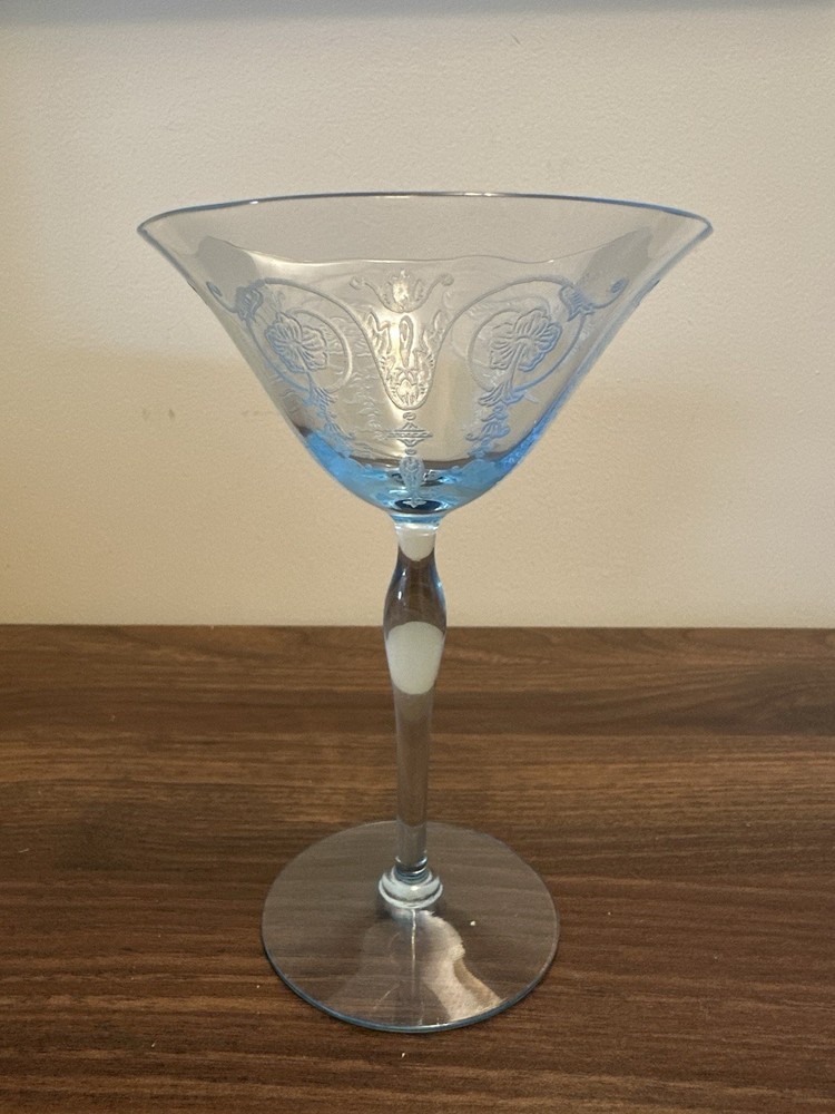 Vintage Fostoria Vernon Azure Blue 6 oz Champagne Tall Sherbet 6″