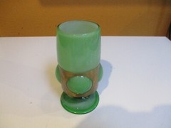 Vintage Felipe Derflingher Brutalist Mexican caged glass goblet Green