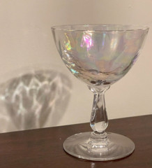 Fostoria Shell Pearl Short Sherbet Glass Iridescent Loop Optic» 4″ stem 6055