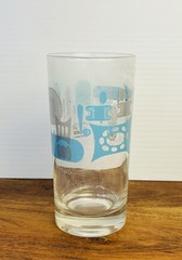 Vintage Royal China Blue Heaven Glass Tumbler MCM Atomic 1950s Turquoise 8 oz