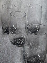 Pier 1 Crackle Highball Tumbler Glasses Smoke Gray 5 7/8″ Discontinued Set of 4