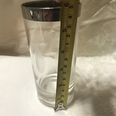 6 VINTAGE MID CENTURY MODERN SILVER RIM HIGHBALL GLASSES ETCHED UNUSUAL THORPE?